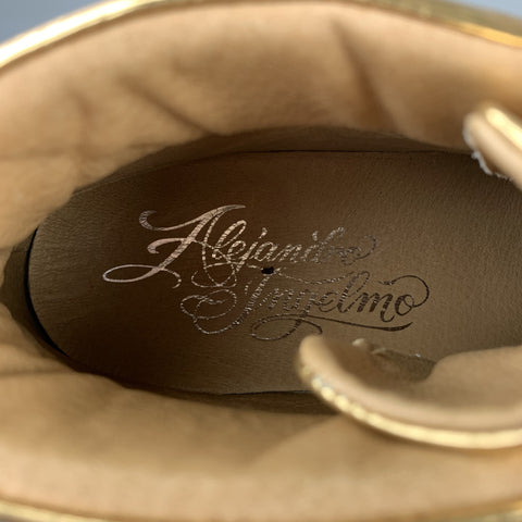 ALEJANDRO INGELMO Taille 12 Baskets montantes en cuir métallisé doré