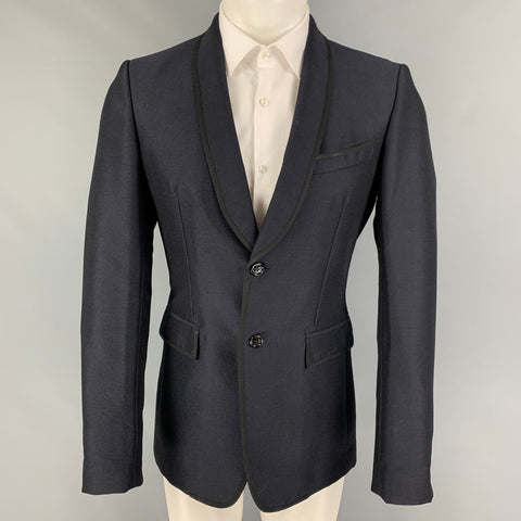 BURBERRY Size 38 Navy Mohair Wool Shawl Collar Sport Coat