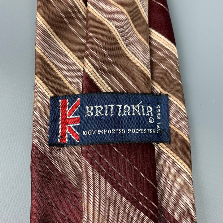 Vnitage BRITTANIA Taupe & Burgundy Diagonal Stripe Polyester Tie