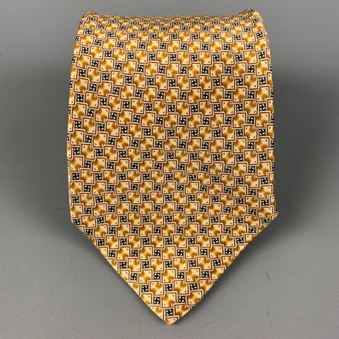 BRIONI Beige & Black Abstract Silk Tie