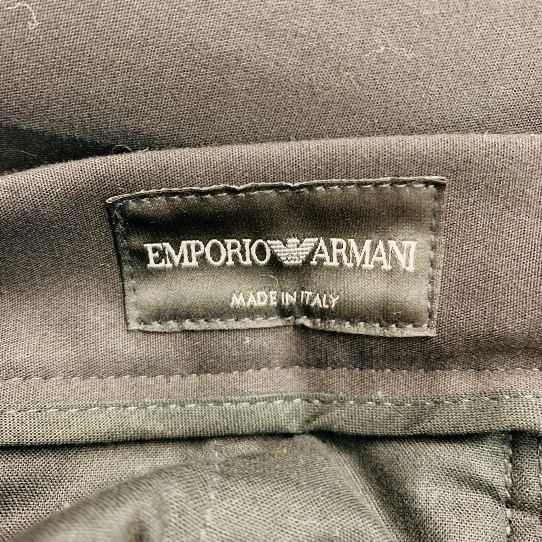 EMPORIO ARMANI Size 34 Black Cotton Elastane Cuffed Dress Pants