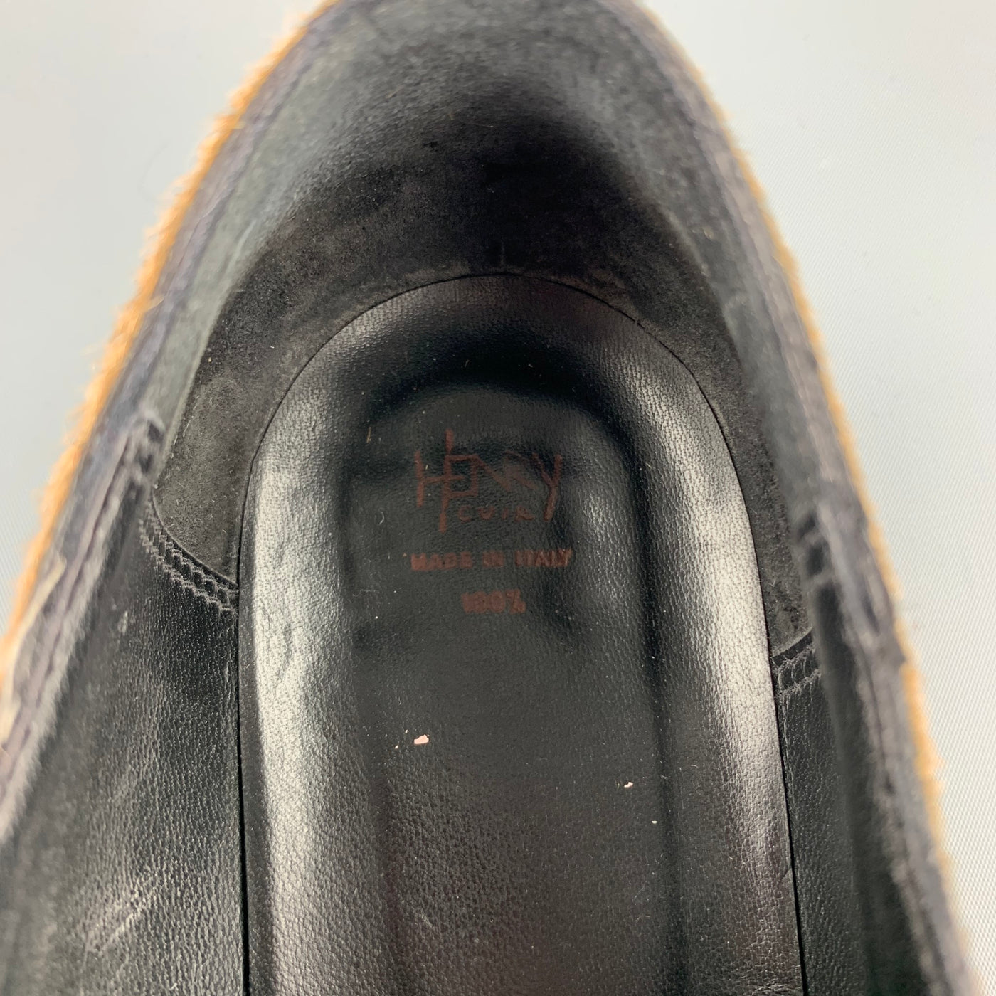 HENRY CUIR Size 8.5 Taupe Calf Hair Lace Up Brogues