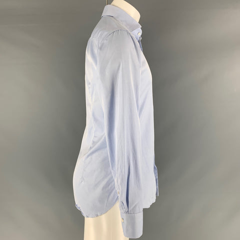 LUCA AVITABILE Size M Blue Solid Cotton Button Up Long Sleeve Shirt