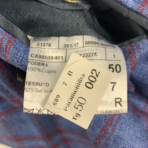 CANALI Size 40 Regular Blue Red Plaid Silk Cashmere Sport Coat