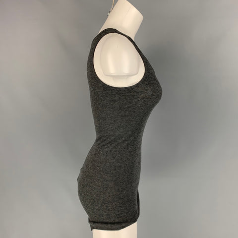 JOHNBULL Size S Grey & Silver Cotton Blend Ribbed Asymmetrical Tank