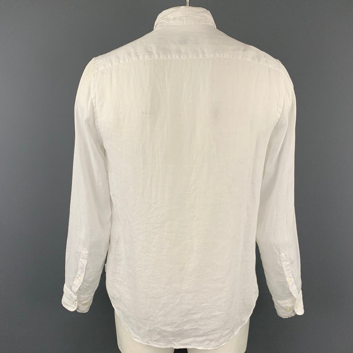 ARMANI COLLEZIONI Size L White Flax Button Down Long Sleeve Shirt