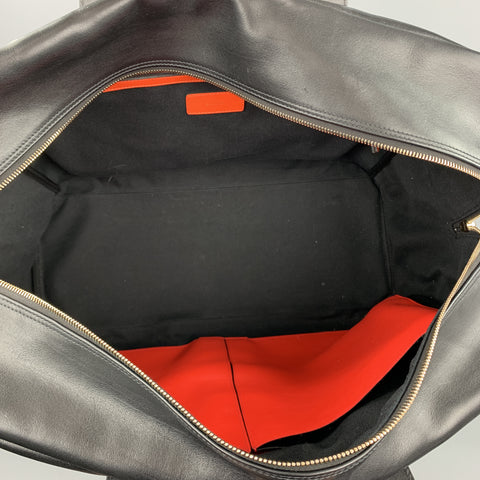 PAUL SMITH Black Leather Triple Handle Weekender Bag