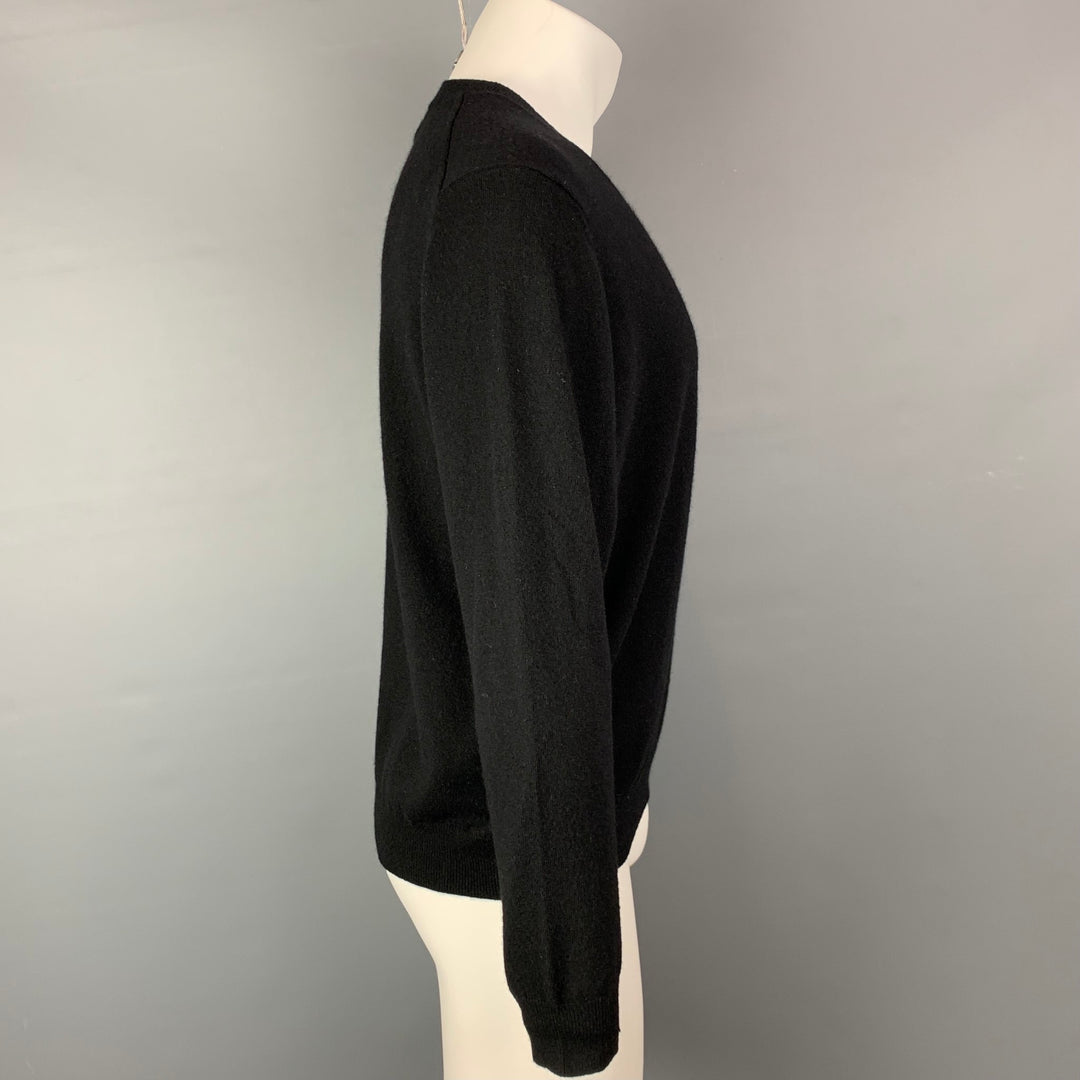 NEIMAN MARCUS Size M Black Knitted Cashmere V-Neck Pullover