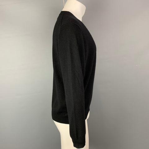 NEIMAN MARCUS Jersey de punto de cachemira con cuello en V, color negro, talla M