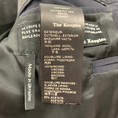 THE KOOPLES Taille 44 Manteau de sport à revers cranté en laine marine