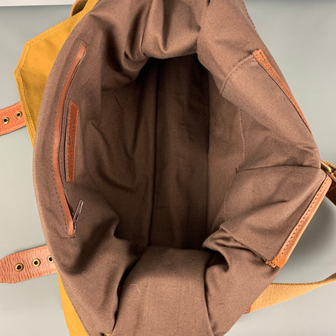 GRENSON Khaki Brown Canvas Leather Messenger Bags