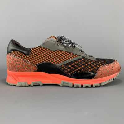 LANVIN Size 7 Orange MIxed Mesh Reflective Sneakers
