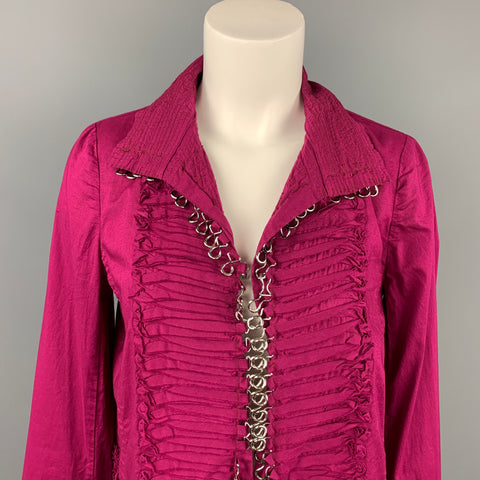 ZUCCA Taille M Blouse à crochets et boucles en coton à volants fuchsia