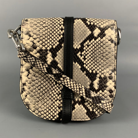 PAUL SMITH Black & Grey Animal Print Leather Mini Bag