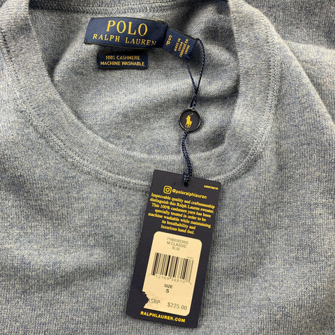 RALPH LAUREN Size S Blue Heather Cashmere Crew-Neck Pullover