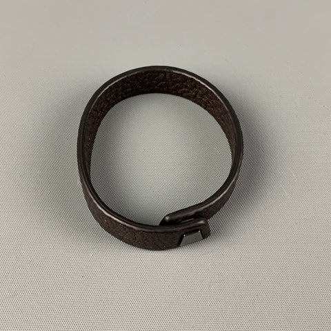 AKRIS Dark Brown Textured Leather Bracelet