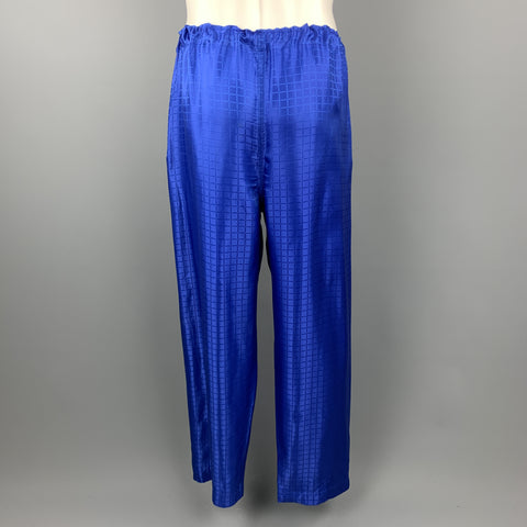 COMME des GARCONS HOMME PLUS Size S Royal Blue Window Pane Drawstring Casual Pants