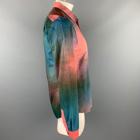 PS by PAUL SMITH Size L Brick & Green Splattered Cotton Long Sleeve Shirt