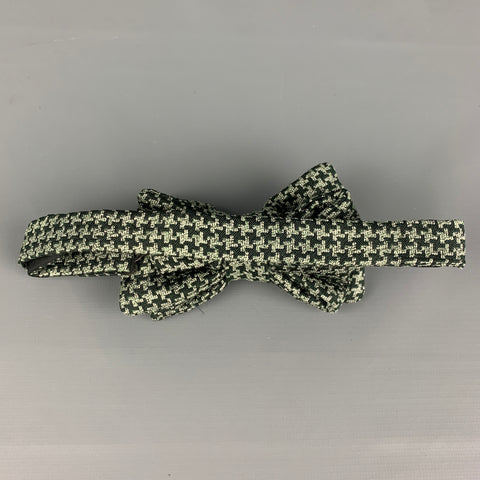 TOM FORD Dark Green Green Houndstooth Silk Linen Bow Tie