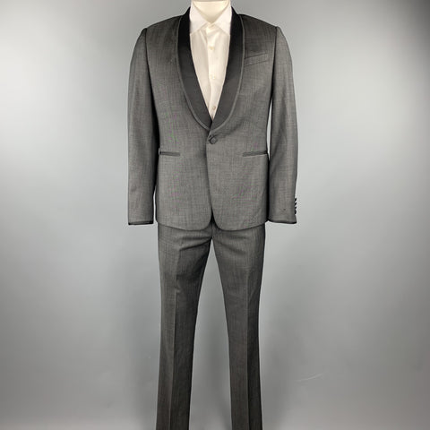 PAUL SMITH Size 40 Charcoal Wool Shawl Lapel Regular Tuxedo