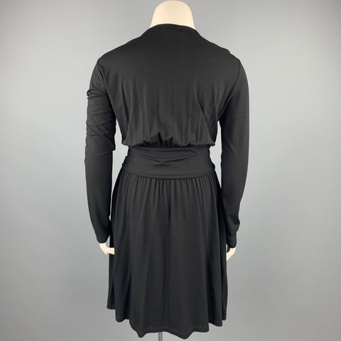 LOVE MOSCHINO Size 12 Black Viscose Long Sleeve Sheath Dress
