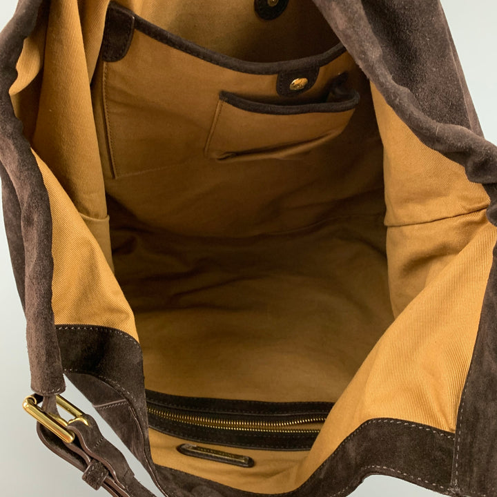 RALPH LAUREN Brown Suede Hobo Handbag