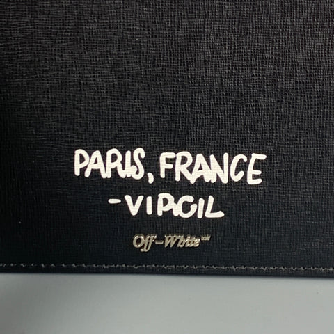 OFF-WHITE by Virgin Abloh Black White Leather "FOR DISPLAY ONLY" Double Pouch