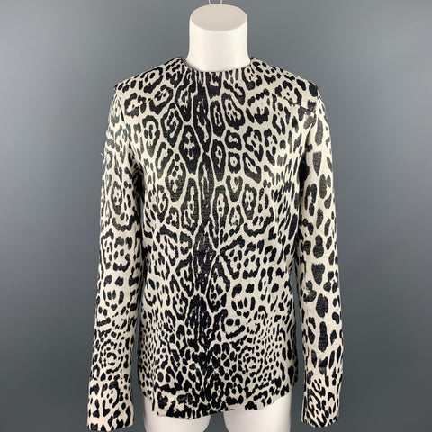 HAIDER ACKERMANN Silver & Black Leopard Print Silk Blend Blouse