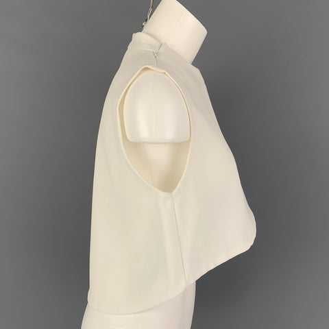 KAAREM Size XS Cream Polyester Sleeveless Cropped Dress Top