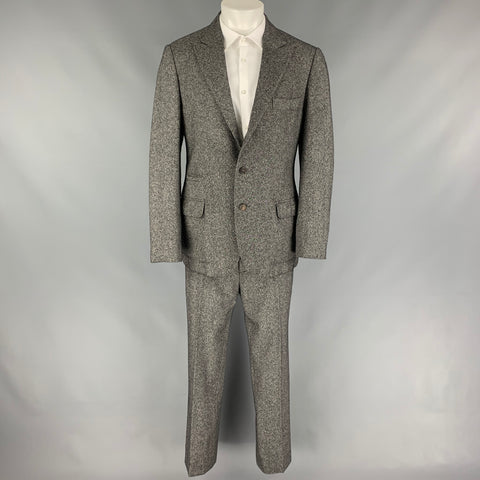 BRUNELLO CUCINELLI Size 44 Regular Grey Virgin Wool / Silk Peak Lapel Suit