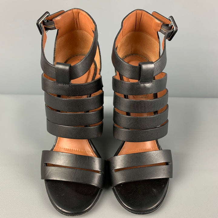 GIVENCHY Talla 6.5 Sandalias de cuña de metal negro