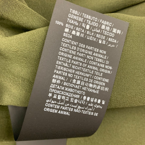 SAINT LAURENT Talla 4 Blusa con lazo de seda verde oscuro