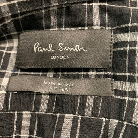 PAUL SMITH Size M Black White Plaid Cotton Long Sleeve Shirt