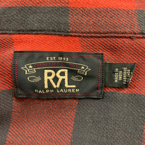 RRL by RALPH LAUREN Size L Red Black Buffalo Plaid Cotton Long Sleeve Shirt