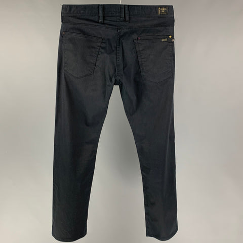 PAUL SMITH Size 30 Navy Pinstripe Cotton Blend Button Fly Casual Pants