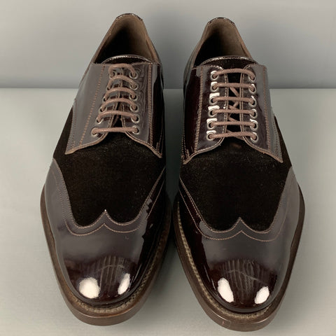 DSQUARED2 Chaussures à lacets en velours à bout d'aile marron en matériaux mélangés taille 9