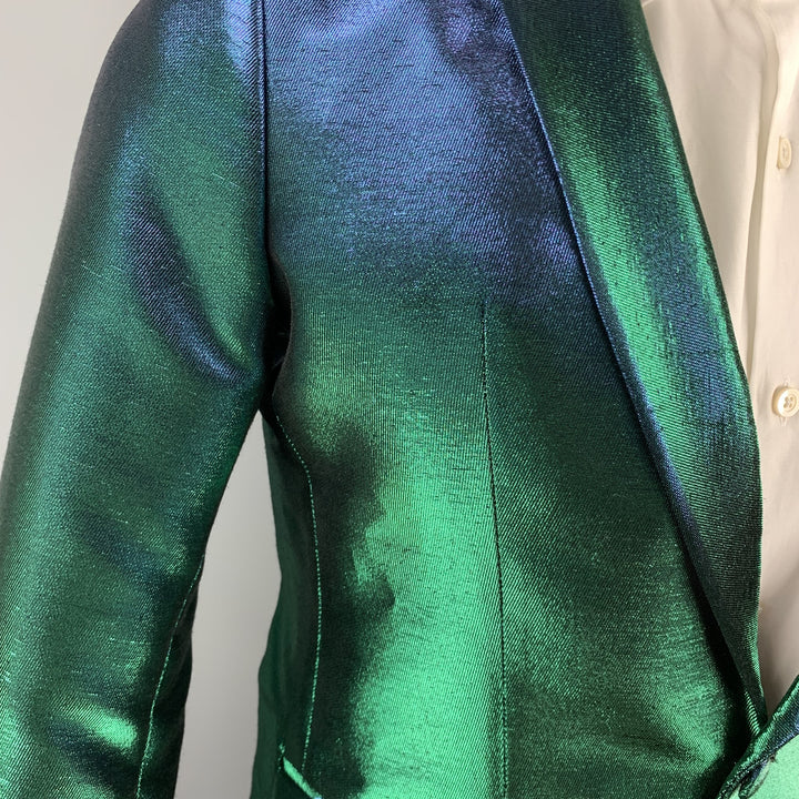 EACH X OTHER Size 36 Green Iridescent Polyester Blend Sport Coat