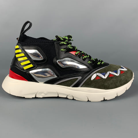 VALENTINO Size 9.5 Multi-Color Mixed Materials Leather Sneakers