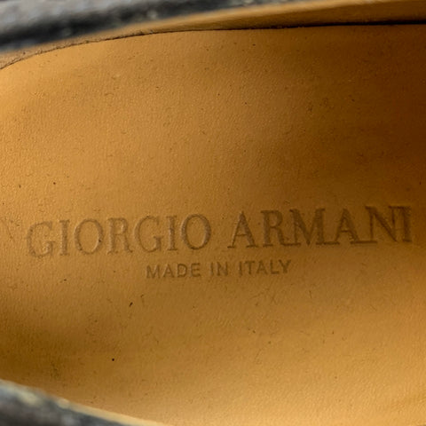 GIORGIO ARMANI Size 11 Brown Perforated Leather Monk Strap Loafers