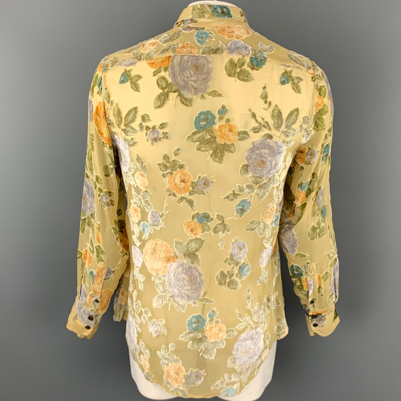 PAUL SMITH Size XL Beige Floral Viscose / Silk Button Up Long Sleeve Shirt