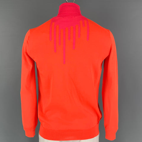 WALTER VAN BEIRENDONCK Size XXL Orange Pink Knitted Turtleneck Pullover