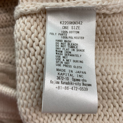 KAPITAL Size One Size Cream Brown Cotton Applique Button Down Cardigan