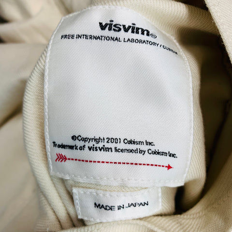 VISVIM Talla M -Chaleco de plumón Wawona- Chaleco con cremallera de lino de lana de tweed beige negro