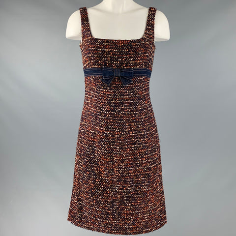ESCADA Taille 4 Robe sans manches texturée en mélange de laine orange marine