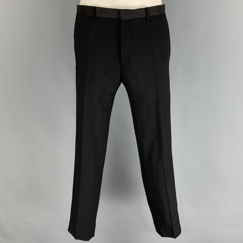 THE KOOPLES Size 36 Black Wool Peak Lapel Tuxedo Suit