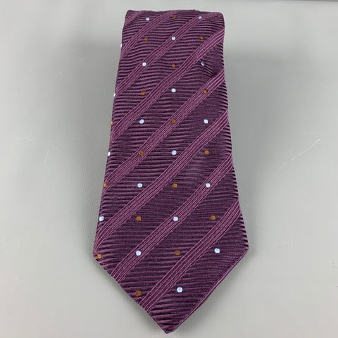 CANALI Purple Ribbed Silk Tie