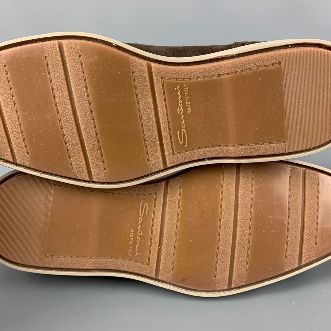 SANTONI Talla 9 Zapatos con cordones y mangas de ala de cuero perforado marrón
