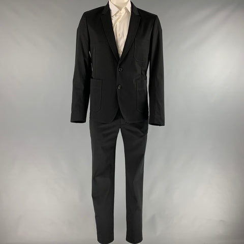 PS by PAUL SMITH Size 44 Black Cotton Elastane Notch Lapel Suit
