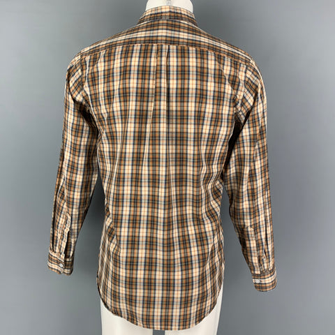 STEVEN ALAN Size M Brown Plaid Cotton Button Up Long Sleeve Shirt