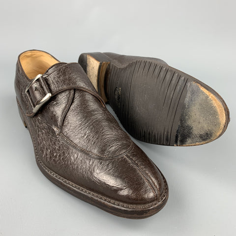 WILSON and DEAN Size 9.5 Brown Textured Leather Monk Strap Loafers